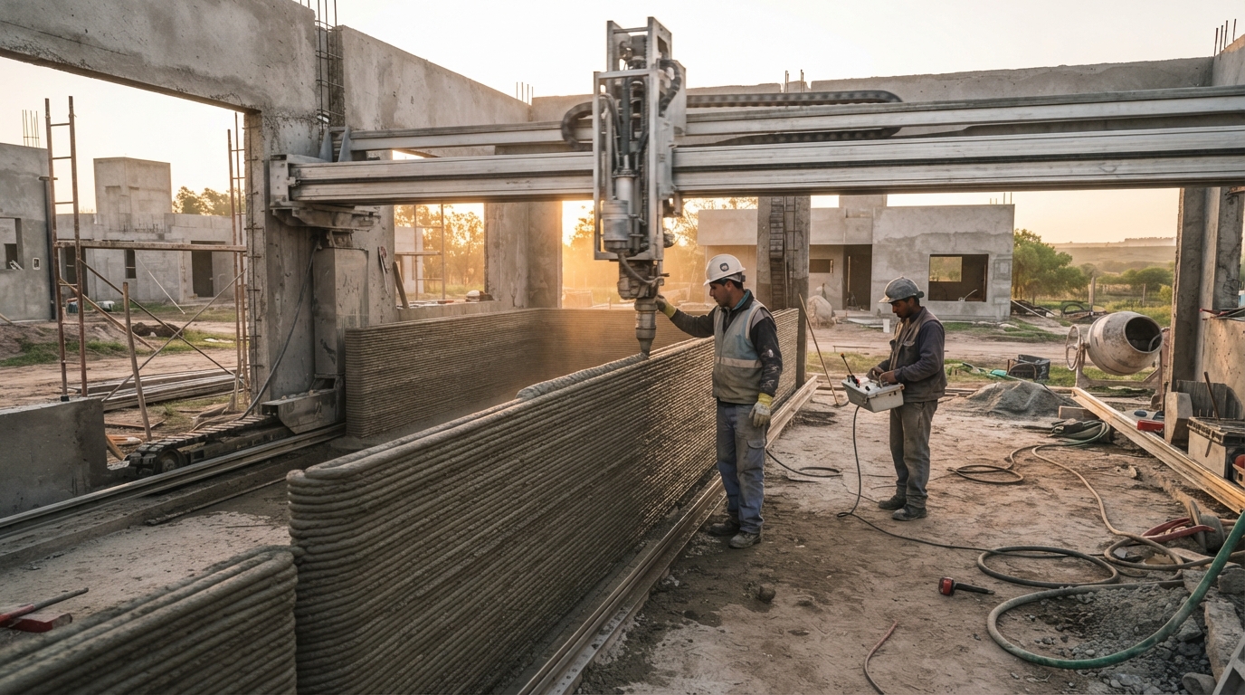 Impresión 3D hormigón en Argentina reduce estructuras en solo 48 horas
