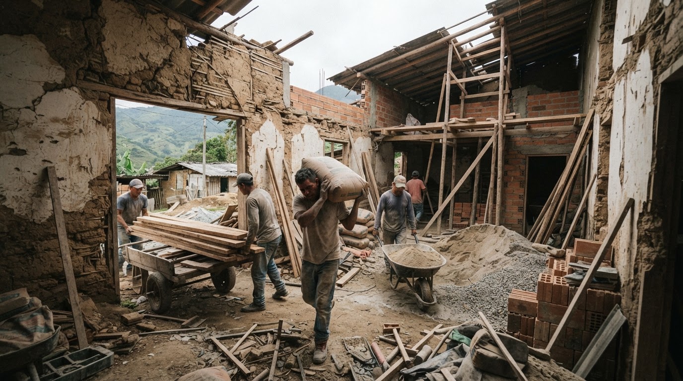 Reconstrucción de vivienda en Colombia enfrenta crisis financiera y escasez de materiales